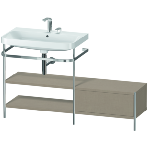 Duravit Happy D.2 Plus furniture washbasin combination HP4852E7575 140 x 49 cm, 2 tap holes, linen, with metal console