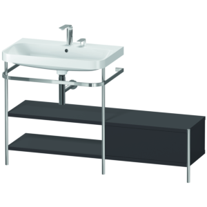 Duravit Happy D.2 Plus Möbelwaschtisch-Kombination HP4852E8080 140 x 49 cm, 2 Hahnlöcher, graphit supermatt, mit Metallkonsole