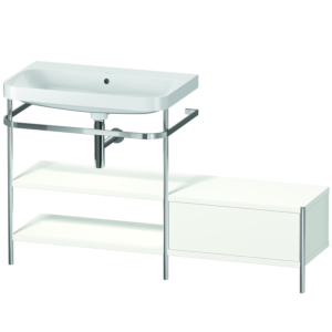 Duravit Happy D.2 Plus furniture washbasin combination HP4852N3636 140 x 49 cm, without tap hole, white satin finish, with metal console