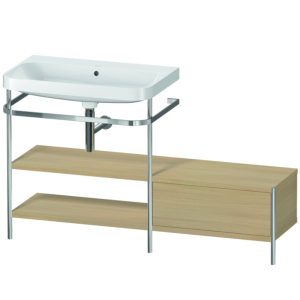 Duravit Happy D.2 Plus combinaison lavabo pour meuble HP4852N7171 140 x 49 cm, sans trou pour robinetterie, chêne méditerranéen, avec console en métal