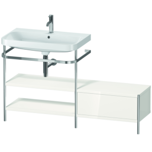 Combinaison lavabo pour meuble Duravit Happy D.2 Plus HP4852O2222 140 x 49 cm, 1 trou pour robinet, brillant blanc , avec console en métal