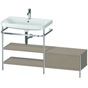 Combinaison lavabo pour meuble Duravit Happy D.2 Plus HP4852O7575 140 x 49 cm, 1 trou pour robinetterie, lin, avec console en métal