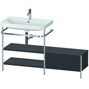 Duravit Happy D.2 Plus combinaison lavabo pour meuble HP4852O8080 140 x 49 cm, 1 trou pour robinetterie, graphite super mat, avec console en métal
