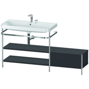 Duravit Happy D.2 Plus Möbelwaschtisch-Kombination HP4853E8080 160 x 49 cm, 2 Hahnlöcher, graphit supermatt, mit Metallkonsole