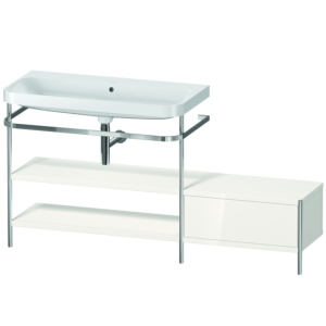 Combinaison lavabo pour meuble Duravit Happy D.2 Plus HP4853N2222 160 x 49 cm, sans trou pour robinet, brillant blanc , avec console en métal