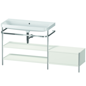 Combinaison lavabo pour meuble Duravit Happy D.2 Plus HP4853N3939 160 x 49 cm, sans trou pour robinetterie, blanc , avec console en métal