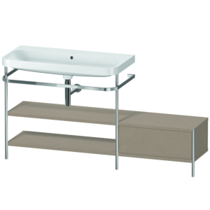 Duravit Happy D.2 Plus furniture washbasin combination HP4853N7575 160 x 49 cm, without tap hole, linen, with metal console