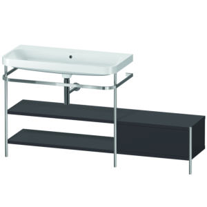 Duravit Happy D.2 Plus furniture washbasin combination HP4853N8080 160 x 49 cm, without tap hole, graphite super matt, with metal console