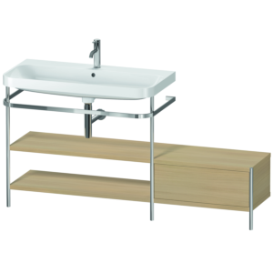 Duravit Happy D.2 Plus furniture washbasin combination HP4853O7171 160 x 49 cm, 1 tap hole, Mediterranean oak, with metal console