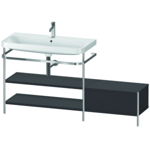 Duravit Happy D.2 Plus Möbelwaschtisch-Kombination HP4853O8080 160 x 49 cm, 1 Hahnloch, graphit supermatt, mit Metallkonsole