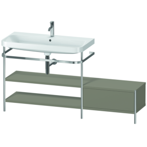Combinaison lavabo pour meuble Duravit Happy D.2 Plus HP4853O9292 160 x 49 cm, 1 trou pour robinetterie, finition gris pierre satiné, avec console en métal