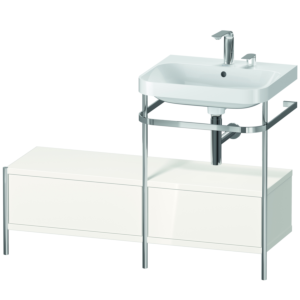 Duravit Happy D.2 Plus combinaison lavabo pour meuble HP4855E2222 120x49cm, avec console en métal, 2 trous pour robinet, blanc brillant