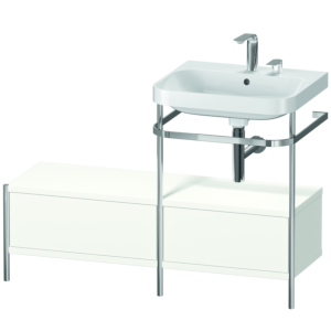 Combinaison lavabo pour meuble Duravit Happy D.2 Plus HP4855E3636 120x49cm, avec console en métal, 2 trous pour robinetterie, blanc