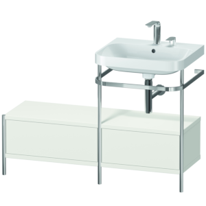 Duravit Happy D.2 Plus furniture washbasin combination HP4855E3939 120x49cm, with metal console, 2 tap holes, nordic white satin finish