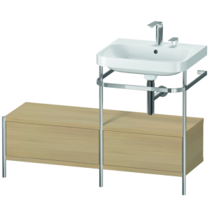 Combinaison lavabo pour meuble Duravit Happy D.2 Plus HP4855E7171 120x49cm, avec console en métal, 2 trous pour robinetterie, chêne méditerranéen