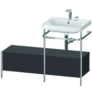 Duravit Happy D.2 Plus combinaison lavabo pour meuble HP4855E8080 120x49cm, avec console en métal, 2 trous pour robinetterie, graphite super mat