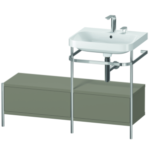 Duravit Happy D.2 Plus combinaison lavabo pour meuble HP4855E9292 120x49cm, avec console en métal, 2 trous pour robinetterie, gris pierre satiné mat
