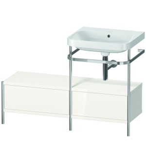Duravit Happy D.2 Plus combinaison lavabo pour meuble HP4855N2222 120x49cm, avec console en métal, sans trou pour robinetterie, blanc high gloss