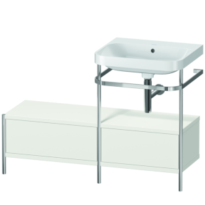 Duravit Happy D.2 Plus combinaison lavabo pour meuble HP4855N3939 120x49cm, avec console en métal, sans trou pour robinetterie, nordic blanc mat