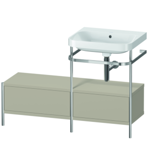 Combinaison lavabo pour meuble Duravit Happy D.2 Plus HP4855N6060 120x49cm, avec console en métal, sans trou pour robinet, taupe satiné