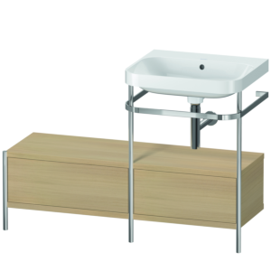 Duravit Happy D.2 Plus combinaison lavabo pour meuble HP4855N7171 120x49cm, avec console en métal, sans trou pour robinetterie, chêne méditerranéen