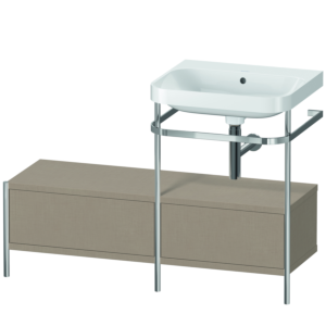 Combinaison lavabo pour meuble Duravit Happy D.2 Plus HP4855N7575 120x49cm, avec console en métal, sans trou pour robinet, lin