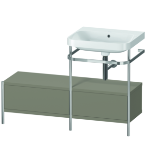 Duravit Happy D.2 Plus furniture washbasin combination HP4855N9292 120x49cm, with metal console, without tap hole, stone gray satin matt