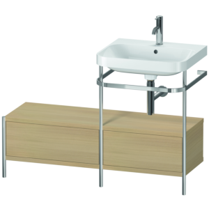 Combinaison lavabo pour meuble Duravit Happy D.2 Plus HP4855O7171 120x49cm, avec console en métal, 1 trou pour robinetterie, chêne méditerranéen
