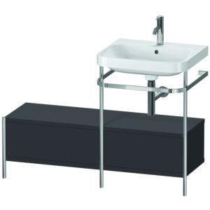 Combinaison lavabo pour meuble Duravit Happy D.2 Plus HP4855O8080 120x49cm, avec console en métal, 1 trou pour robinet, graphite super mat