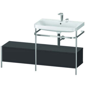 Duravit Happy D.2 Plus Möbelwaschtisch-Kombination HP4857E8080 140x49cm, mit Metallkonsole, 2 Hahnlöcher, graphit supermatt