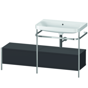 Duravit Happy D.2 Plus Möbelwaschtisch-Kombination HP4857N8080 140x49cm, mit Metallkonsole, ohne Hahnloch, graphit supermatt