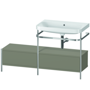 Duravit Happy D.2 Plus Möbelwaschtisch-Kombination HP4857N9292 140x49cm, mit Metallkonsole, ohne Hahnloch, steingrau seidenmatt