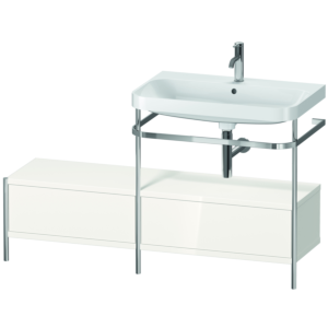 Duravit Happy D.2 Plus Möbelwaschtisch-Kombination HP4857O2222 140x49cm, mit Metallkonsole, 1 Hahnloch, weiß hochglanz
