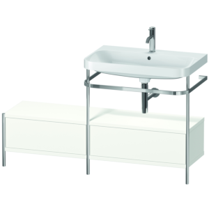 Duravit Happy D.2 Plus Möbelwaschtisch-Kombination HP4857O3636 140x49cm, mit Metallkonsole, 1 Hahnloch, weiß seidenmatt