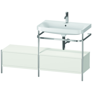 Duravit Happy D.2 Plus Möbelwaschtisch-Kombination HP4857O3939 140x49cm, mit Metallkonsole, 1 Hahnloch, nordic weiß seidenmatt