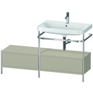 Duravit Happy D.2 Plus Möbelwaschtisch-Kombination HP4857O6060 140x49cm, mit Metallkonsole, 1 Hahnloch, taupe seidenmatt