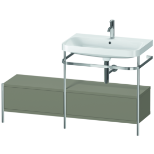 Duravit Happy D.2 Plus combinaison lavabo pour meuble HP4857O9292 140x49cm, avec console en métal, 1 trou pour robinet, gris pierre satiné mat