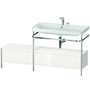 Duravit Happy D.2 Plus Möbelwaschtisch-Kombination HP4858E2222 160x49cm, mit Metallkonsole, 2 Hahnlöcher, weiß hochglanz