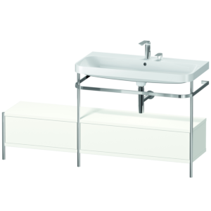 Duravit Happy D.2 Plus furniture washbasin combination HP4858E3636 160x49cm, with metal console, 2 tap holes, white satin finish