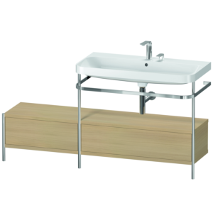 Duravit Happy D.2 Plus furniture washbasin combination HP4858E7171 160x49cm, with metal console, 2 tap holes, Mediterranean oak