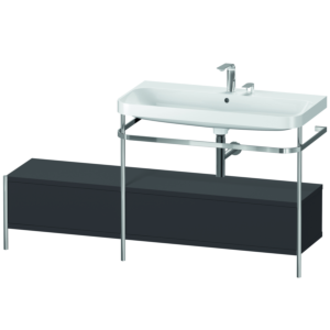 Duravit Happy D.2 Plus Möbelwaschtisch-Kombination HP4858E8080 160x49cm, mit Metallkonsole, 2 Hahnlöcher, graphit supermatt