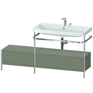 Duravit Happy D.2 Plus combinaison lavabo pour meuble HP4858E9292 160x49cm, avec console en métal, 2 trous pour robinetterie, gris pierre satiné mat