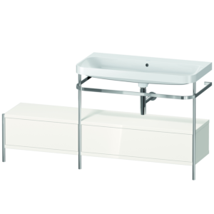 Duravit Happy D.2 Plus combinaison lavabo pour meuble HP4858N2222 160x49cm, avec console en métal, sans trou pour robinetterie, blanc high gloss