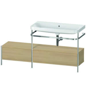 Duravit Happy D.2 Plus combinaison lavabo pour meuble HP4858N7171 160x49cm, avec console en métal, sans trou pour robinetterie, chêne méditerranéen