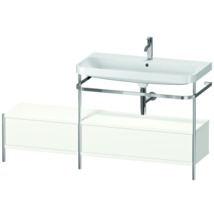 Duravit Happy D.2 Plus Möbelwaschtisch-Kombination HP4858O3636 160x49cm, mit Metallkonsole, 1 Hahnloch, weiß seidenmatt