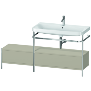 Duravit Happy D.2 Plus Möbelwaschtisch-Kombination HP4858O6060 160x49cm, mit Metallkonsole, 1 Hahnloch, taupe seidenmatt