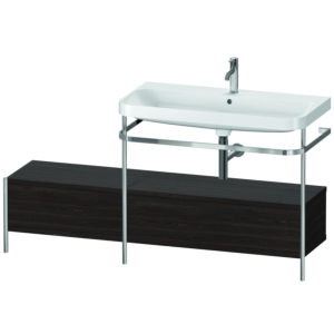 Duravit Happy D.2 Plus Möbelwaschtisch-Kombination HP4858O6969 160x49cm, mit Metallkonsole, 1 Hahnloch, nussbaum gebürstet