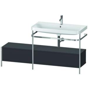 Duravit Happy D.2 Plus furniture washbasin combination HP4858O8080 160x49cm, with metal console, 1 tap hole, graphite super matt