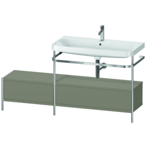Duravit Happy D.2 Plus furniture washbasin combination HP4858O9292 160x49cm, with metal console, 1 tap hole, stone gray satin matt
