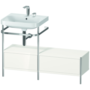 Duravit Happy D.2 Plus furniture washbasin combination HP4860E2222 120x49cm, with metal console, 2 tap holes, white high gloss